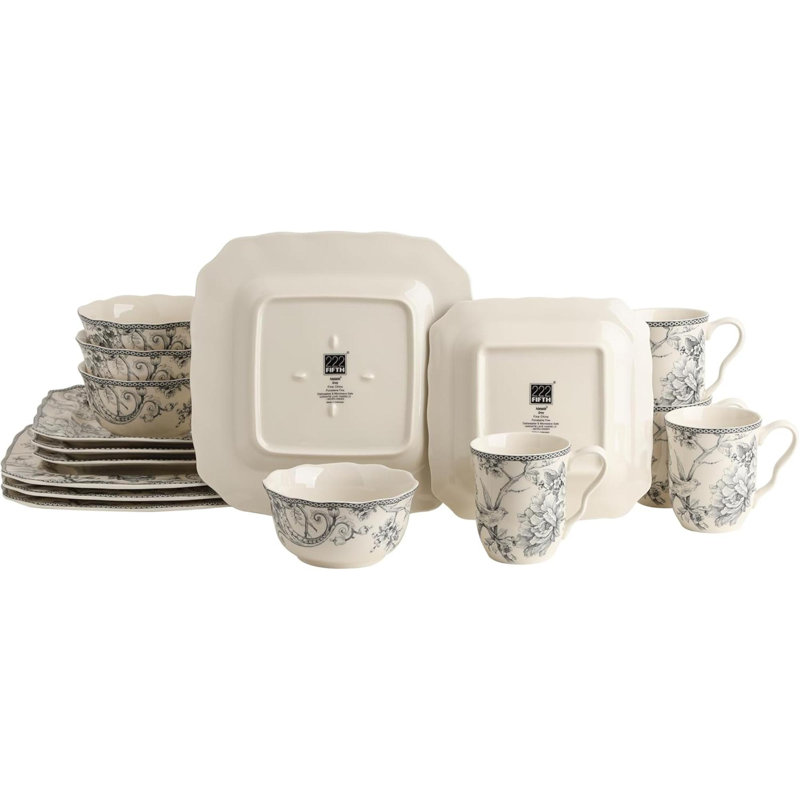 222 Fifth Adelaide 16-Piece Porcelain Floral Dinnerware Set